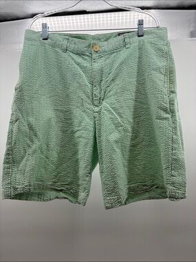 Vineyard Vines Light Green Seersucker Flat-Front Shorts